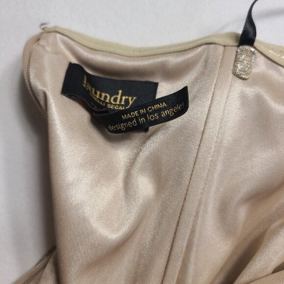 NWT Neiman Marcus Shelli Segal Long Evening Gown Dress Gold Nude Size 12 Tall - Picture 8 of 14